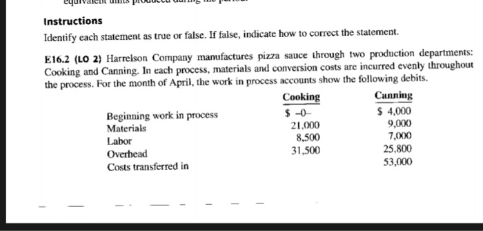  Instructions Identify each statement as true or false. If false, indicate