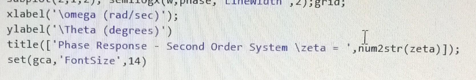 the step and frequency responses. Be sure to include a legend to