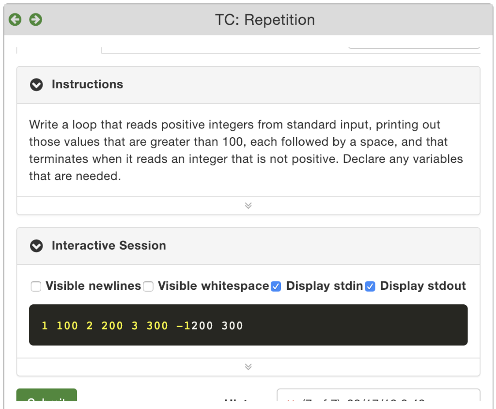using Java TC: Repetition Instructions Write a loop that reads positive integers