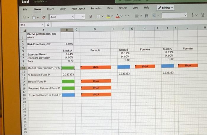  Excel template Insert Draw Home Page Layout File Formulas Data Review