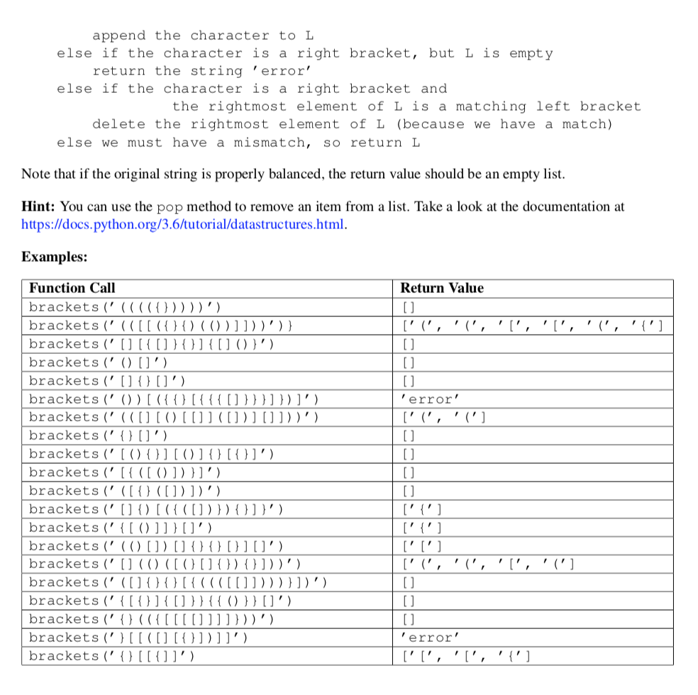 (expr) that takes a string consisting only of the symbols (). t..