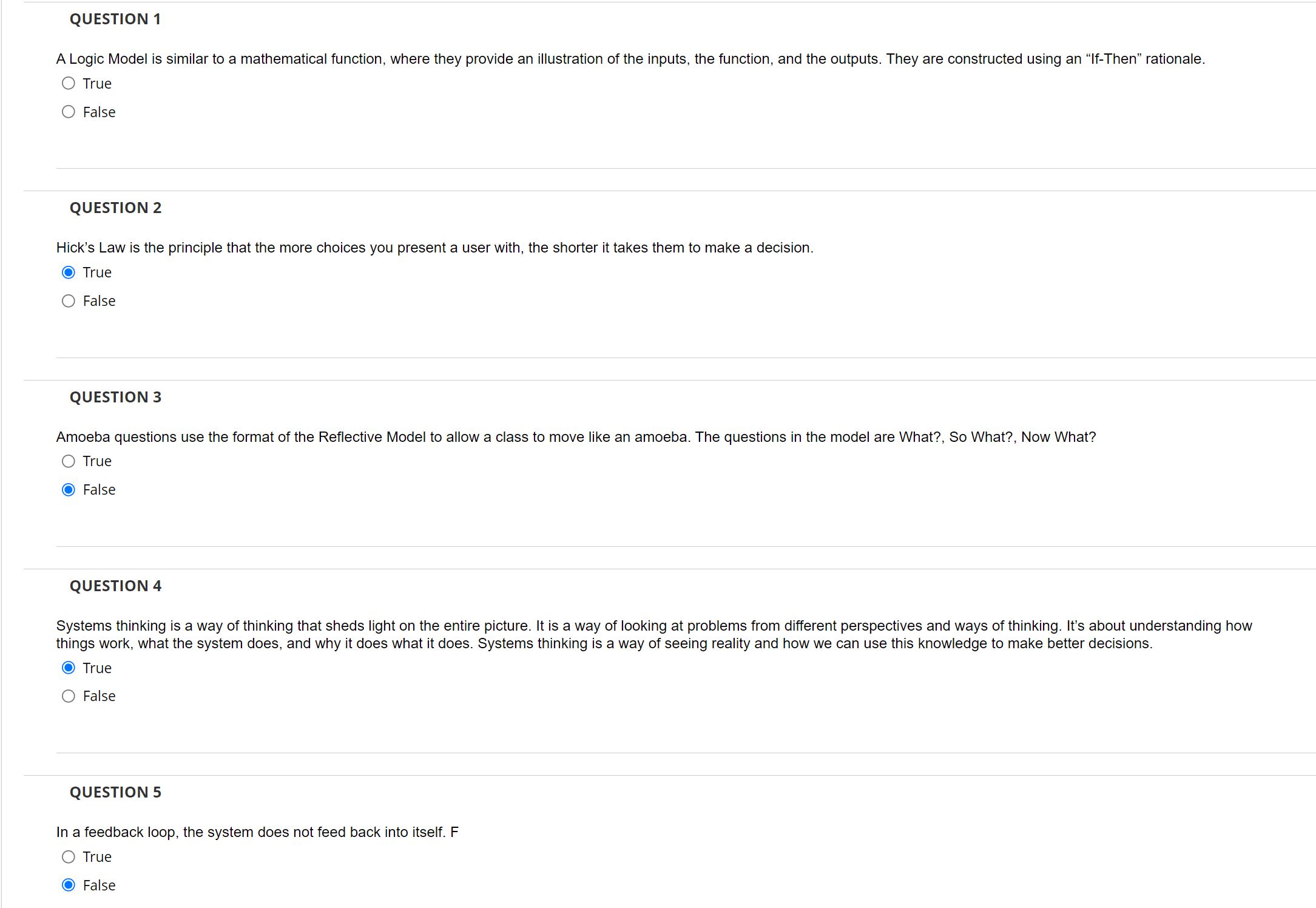 conclusion. True False QUESTION 7 Knowledge or Learning Transfer is defined as: