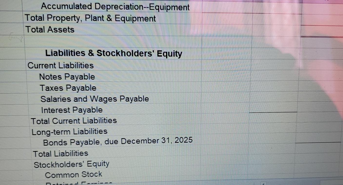 off $. The cells are already formatted. Thayer Company Trial Balance December