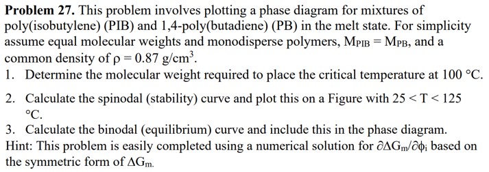  Problem 27. This problem involves plotting a phase diagram for mixtures