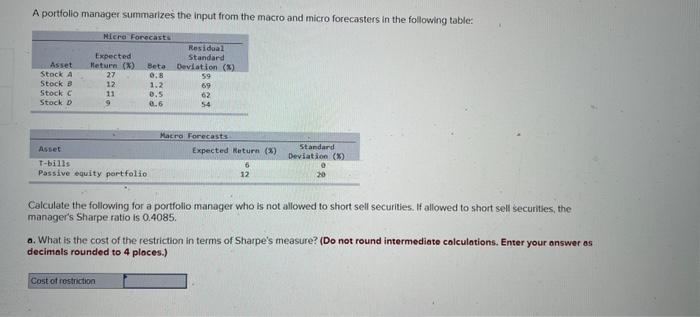  A portfolio manager summarizes the input from the macro and micro