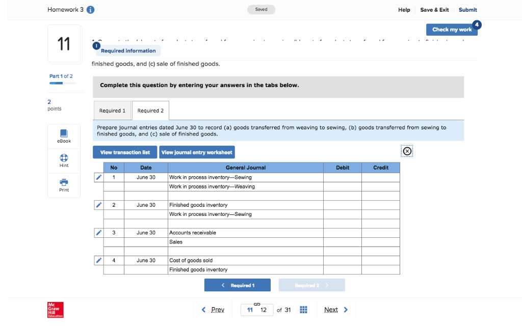 department and a sewing department. The following information is available regarding its