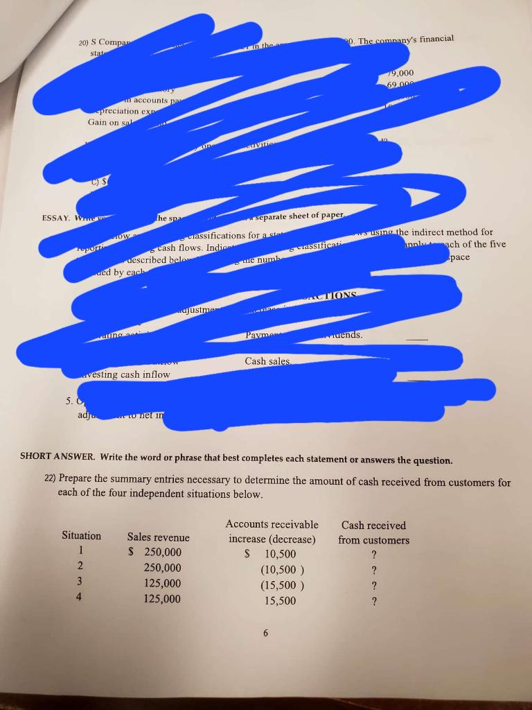 number 22 pls section 1 and 2 SHORT A NSWER. Write the