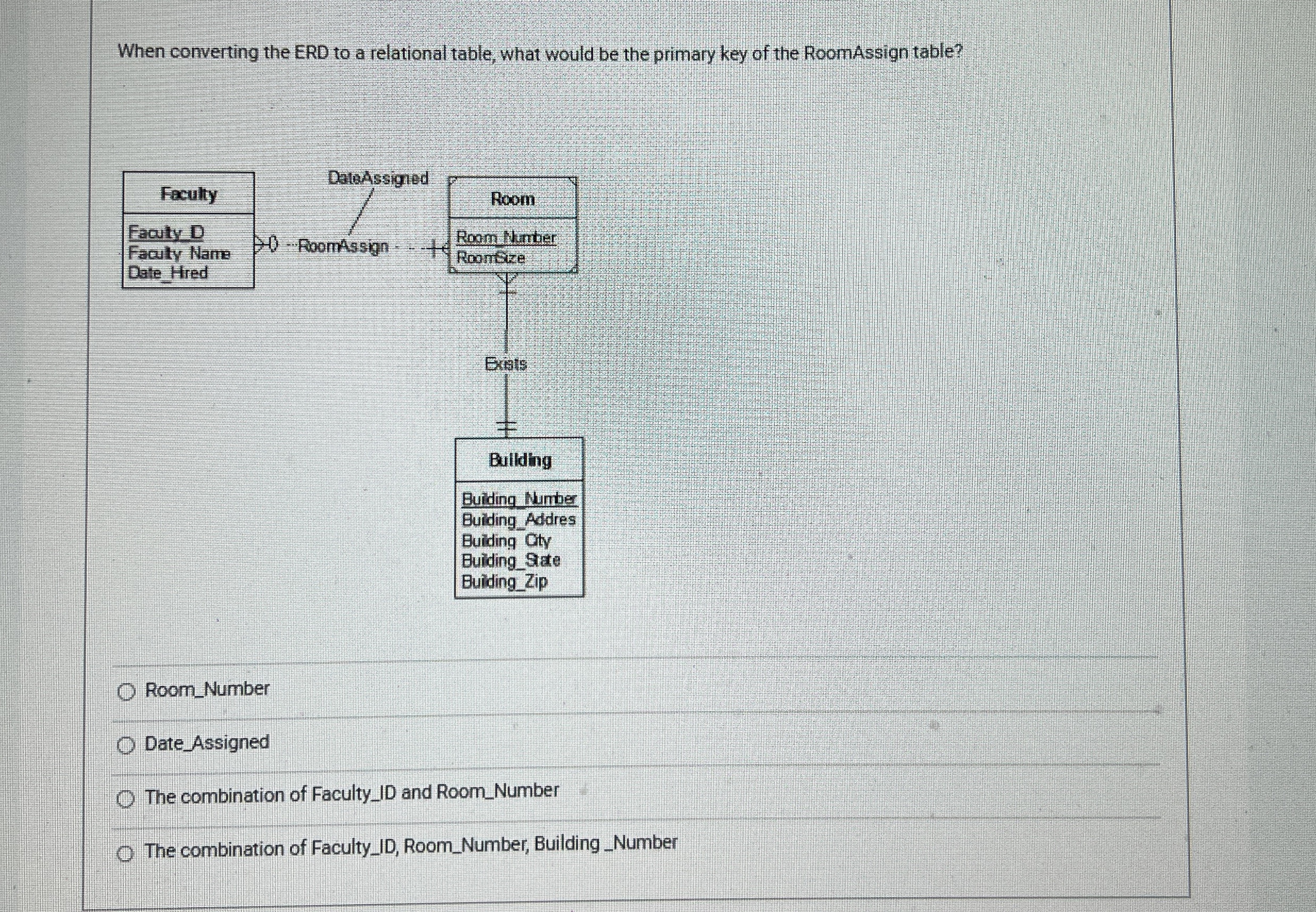  When converting the ERD to a relational table, what would be