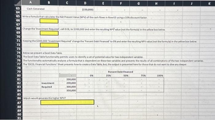 formula that is dependent on these two valables and presents the results