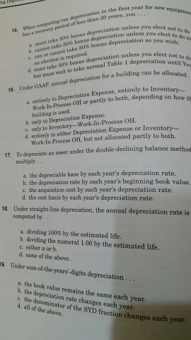  When computing tax depreciation in the first year for new has