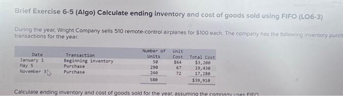 breifs excercise 1-4 calculate ending inventory using fifo and lifo Calculate ending