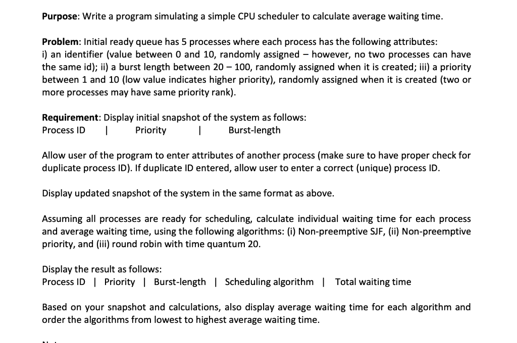 Write in Java Purpose: Write a program simulating a simple CPU
