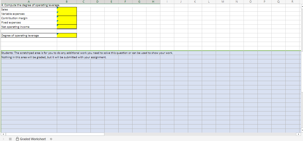 margin Fixed expenses Net operating income Degree of operating leverage Students: The