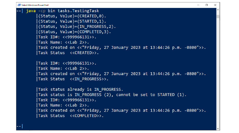 the read-only field value (2 marks) 2. Task Class (20 marks) (a)