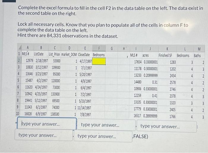 This is for Real Estate Data Analysis, Please help me Complete the