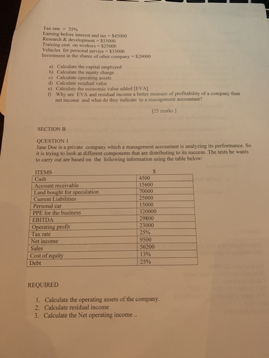 all the questions. thank you! b. residual income method 15 marks] Question2