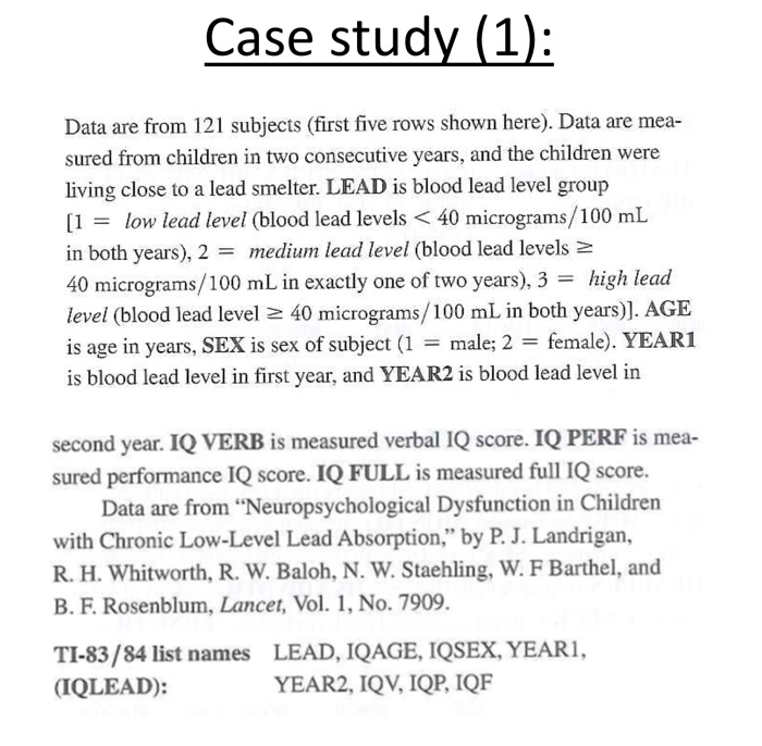  This is a case study for SPSS I have the data