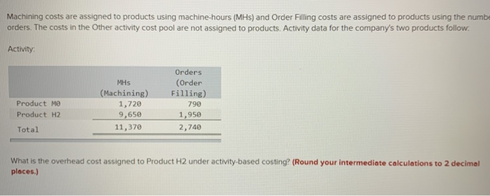 pools--Machining, Order Filling, and Other in the first stag allocations, costs in