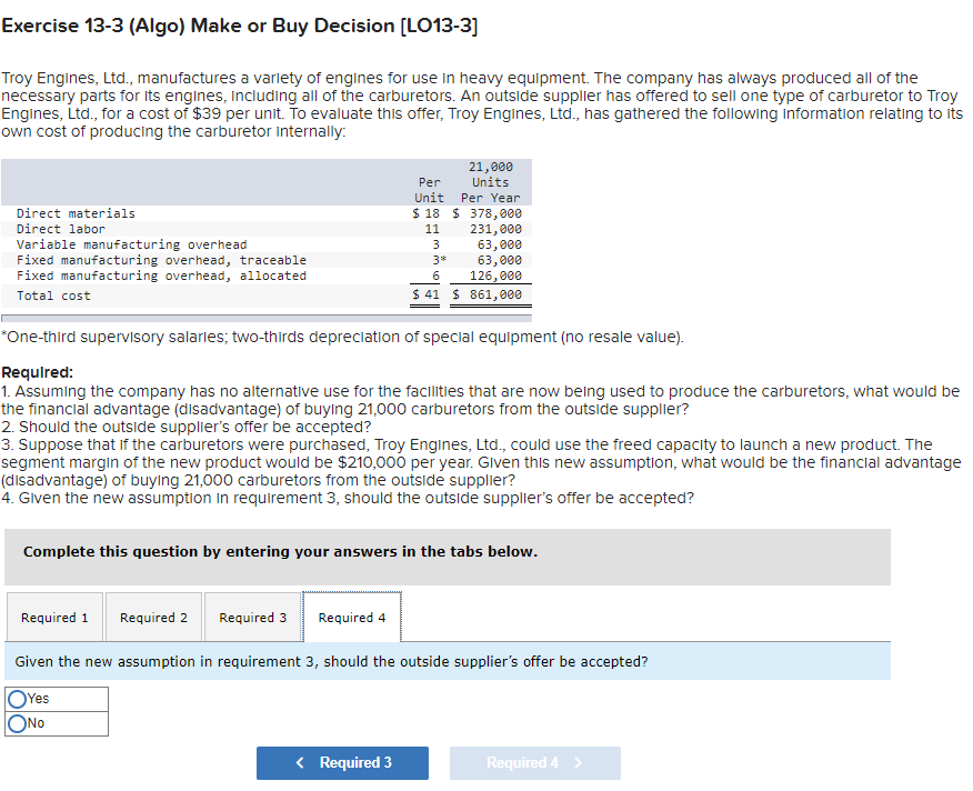 necessary parts for its engines, including all of the carburetors. An outside