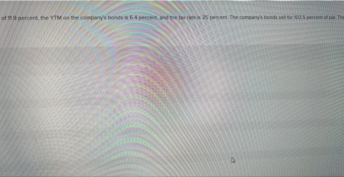 percent, the YTM on the company's bonds is 6.4 percent, and the