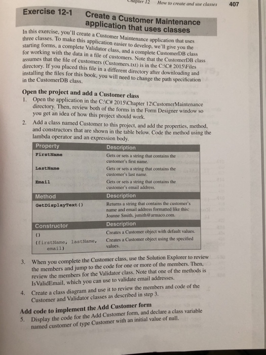  Murach C# exercise 12-1 Given form and starting code Mapter 12How