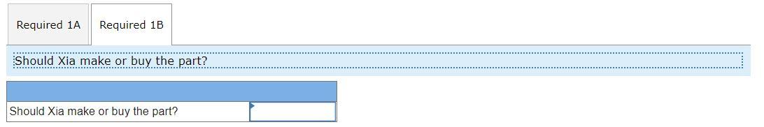 Xia believes that making the part would require $1.40 per unit of