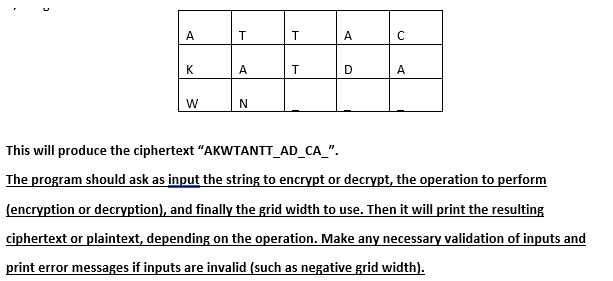 performs primitive encryption and decryption of text using simple columnar transposition. With