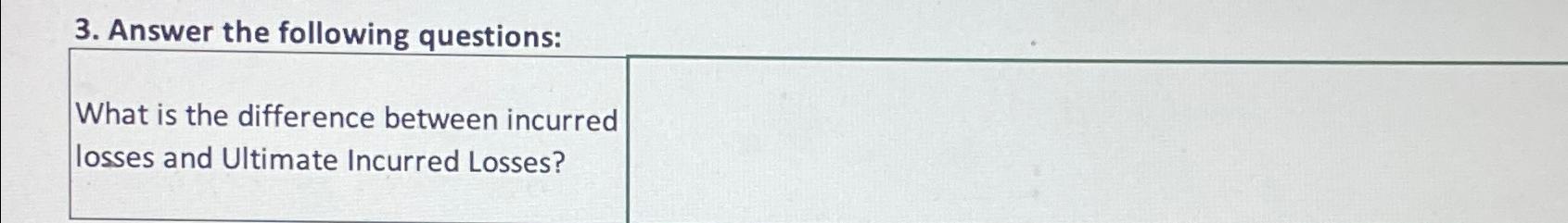  Answer the following questions: What is the difference between incurred losses