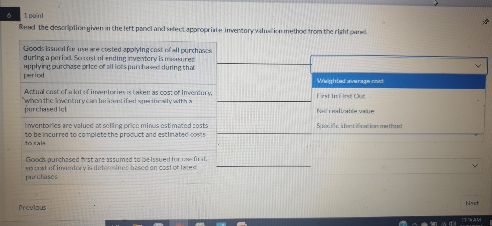  6 1 point Read the description given in the left panel