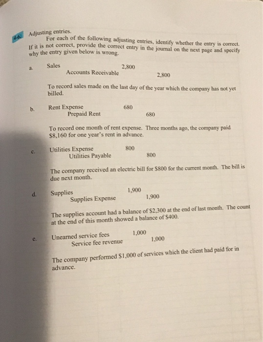  please help me complete both pages 46 Adjusting entries. For each