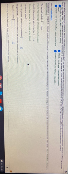  please help Ocean World is considering purchasing a waterpark in Orlando,