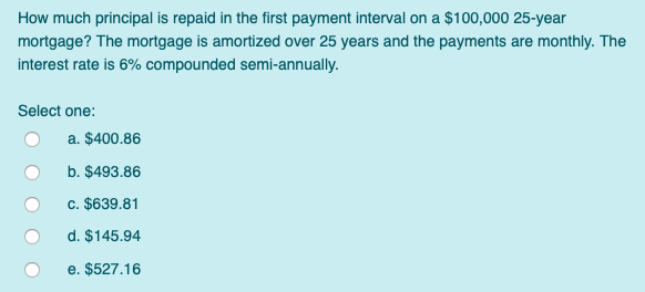 How much principal is repaid in the first payment interval on