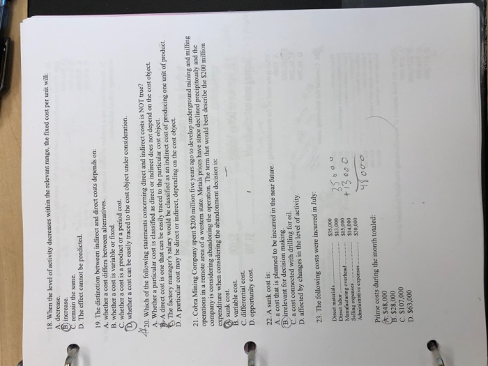 is called manufacturing overhead True Falso direct material Direct Ickou 2. Prime