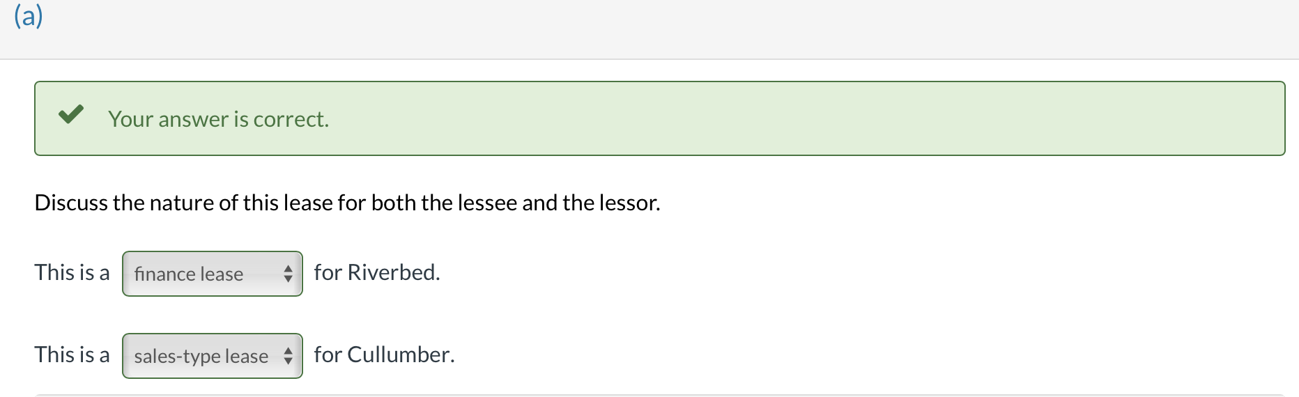 to lease equipment to Riverbed Corporation on January 1,2020 . The following