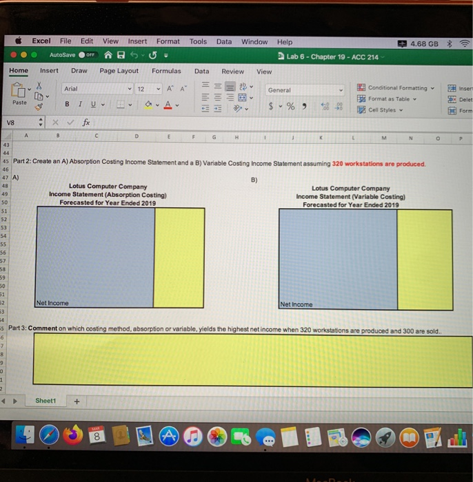 Table Cell Styles D $ % 898 1 ACC 214 Lab #6: