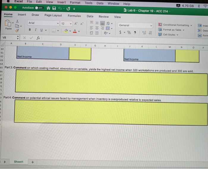 7 Expected manufacturing costs include the following: Direct Materials $ 800 per