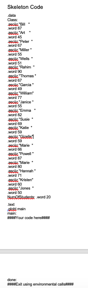 In the second skeleton file attached you will find an array of