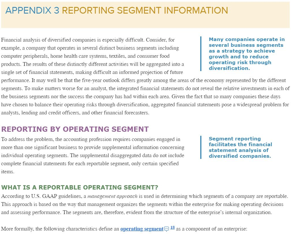 information regarding operating segments? 2. From Appendix 3, only segments of a