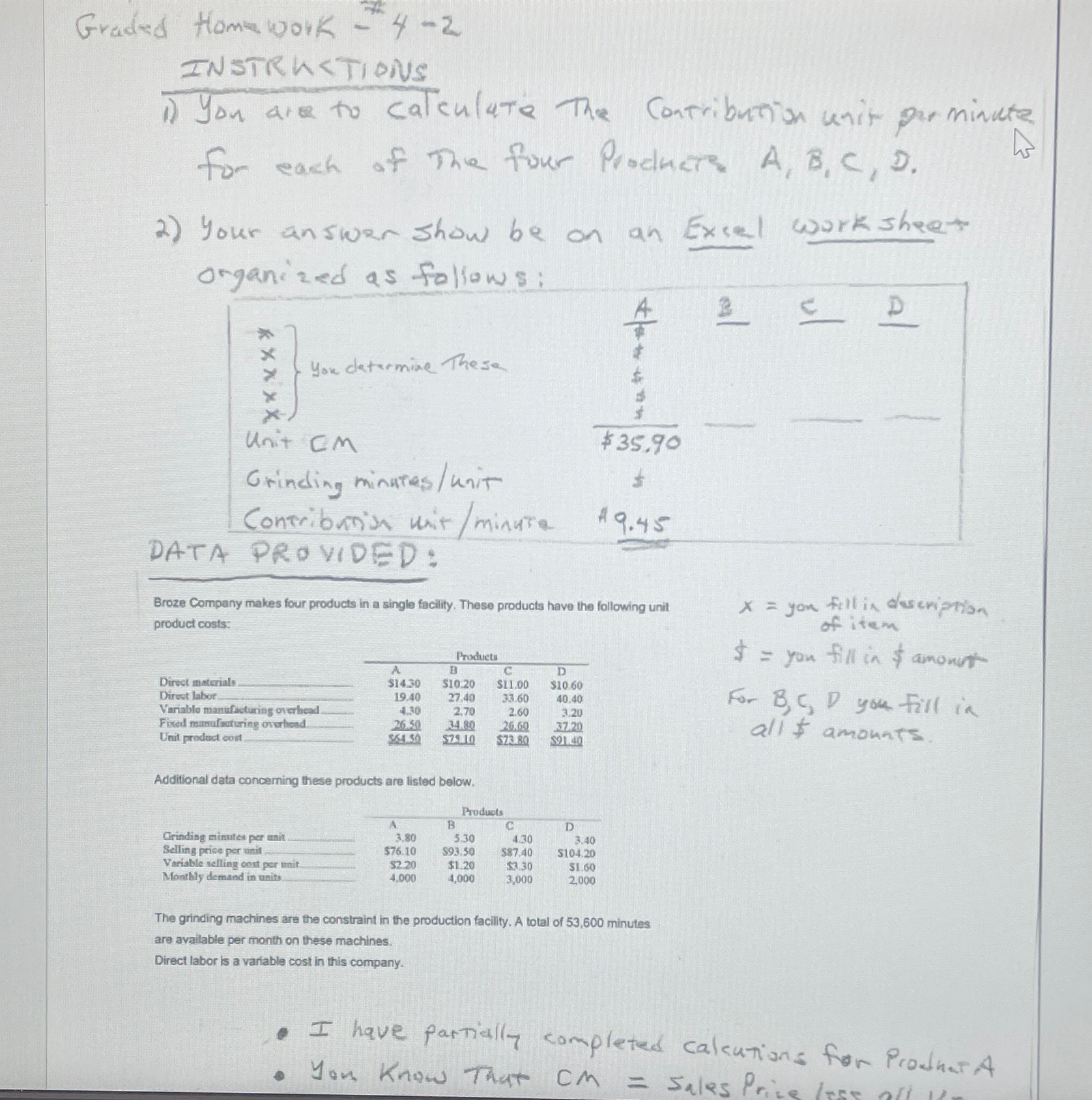  Graded Homm work -4-2 INSTRKRTIONS You are to calculate the Contribution