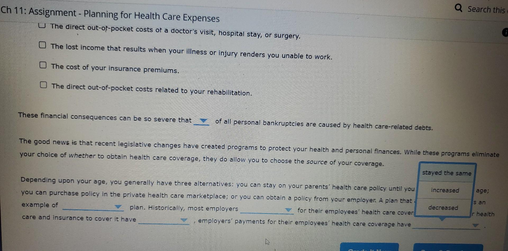 Get Sick or Injured? The rising costs. of medical expenses and premiums