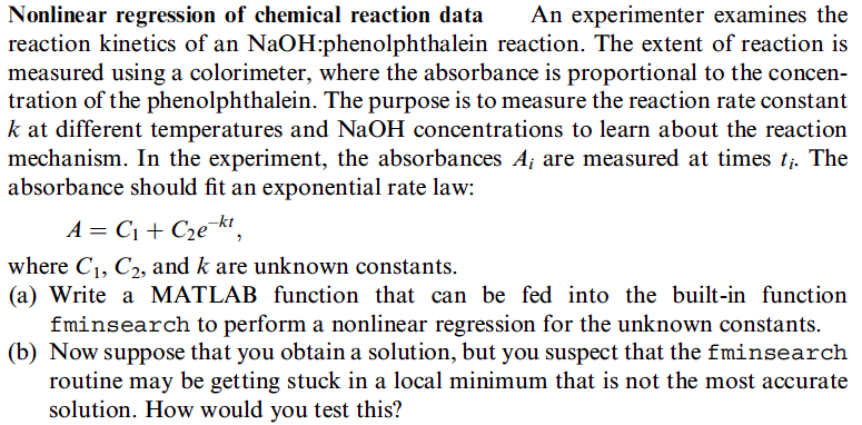 Topic: Statistics, non-linear model regression and optimization Please solve by hand and