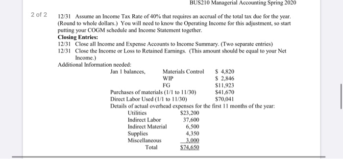 journal entry for the entire job costing process 1 of 2 Case