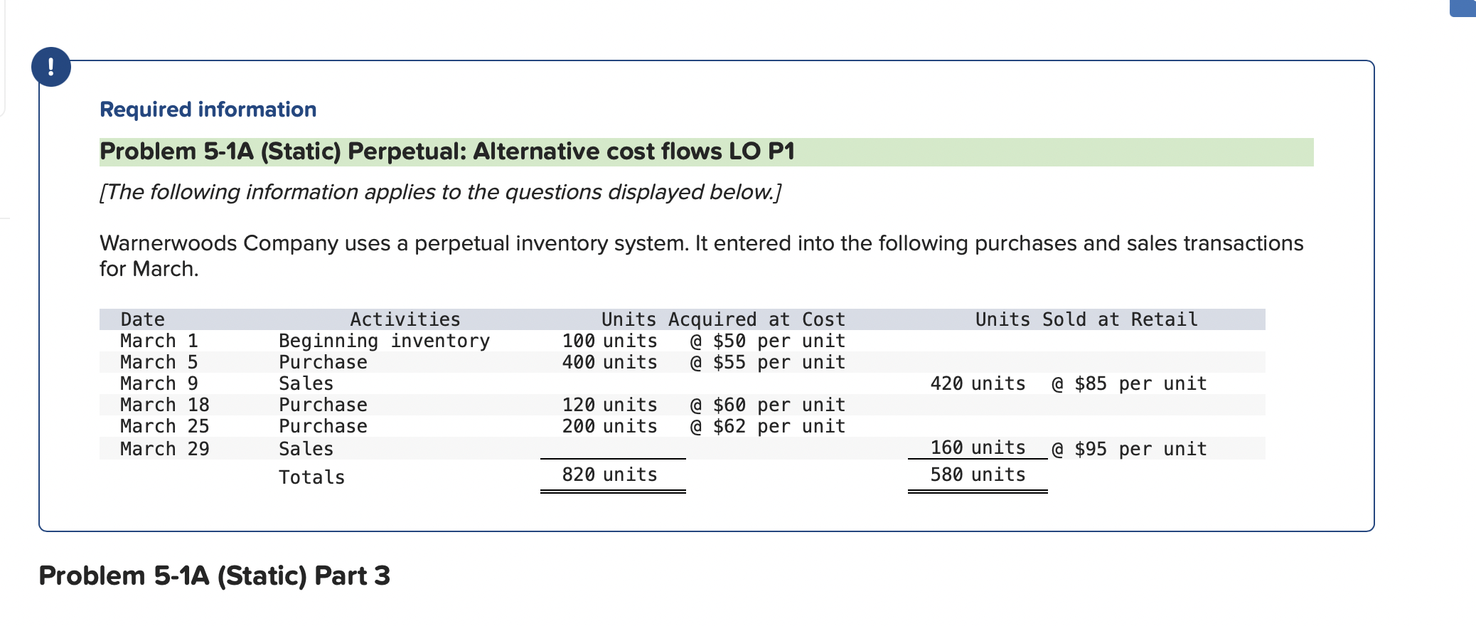  Required information Problem 5-1A (Static) Perpetual: Alternative cost flows LO P1