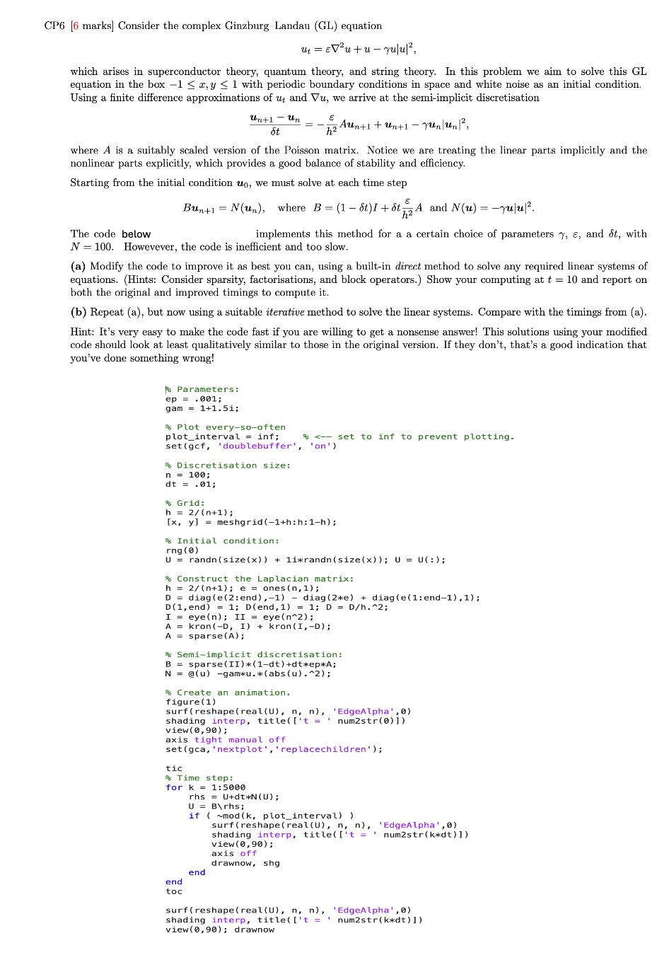  Please solve this problem using Matlab. Please show the modified code