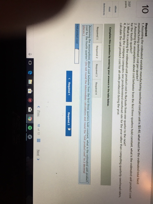 overhead rates on a quarterly basis using the number of units to