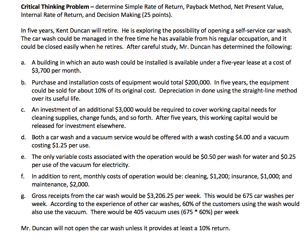 I need help solving this: Critical Thinking Problem - determine Simple Rate
