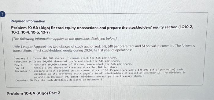 Please correct the wrong answers in the balance sheet. Required information Problem