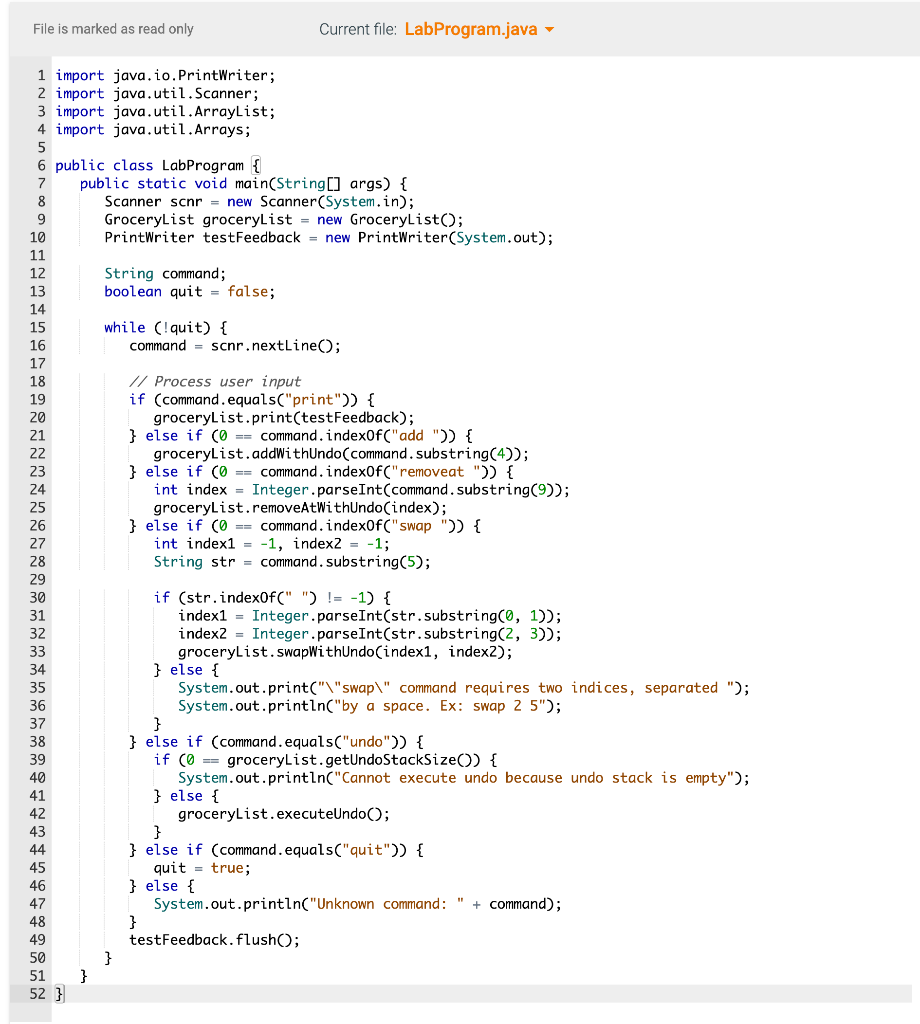 file has a declaration for the UndoCommand abstract base class. Access UndoCommand.java