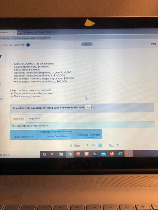  help ewconnect m education.com/flow/connecthtml - Thirteen Homework Sales, $1.000.000 (all on