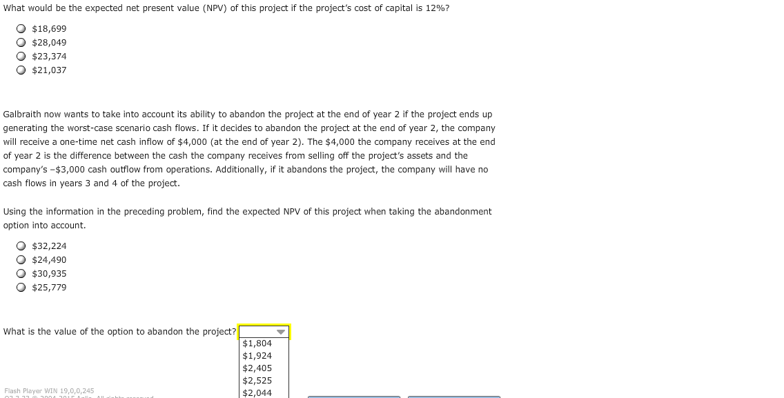 initial investment of $7,000. The base-case cash flows for this project are